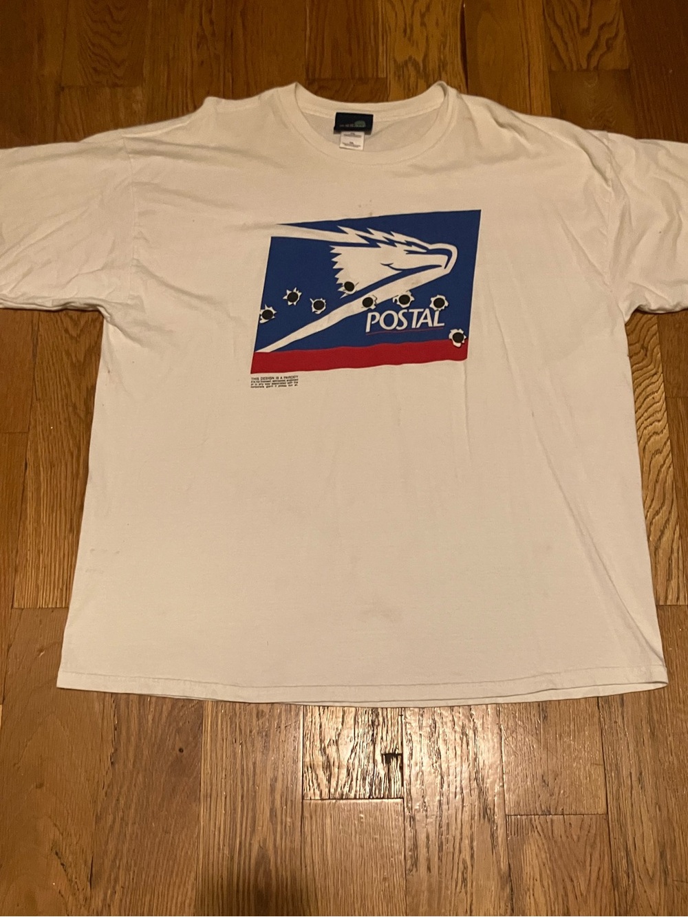 Vintage Postal Bullet Holes Parody T-Shirt Men's XXL All U USPS Eagle Cotton